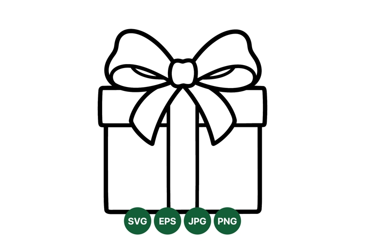 Minimalist Gift Box Svg Outline Clipart Design