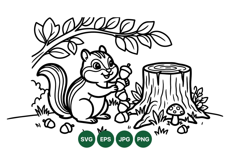 Hand Drawn Woodland Chipmunk Clipart Illustration