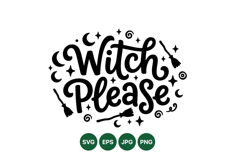 Funny Witch Please Halloween Clipart Design