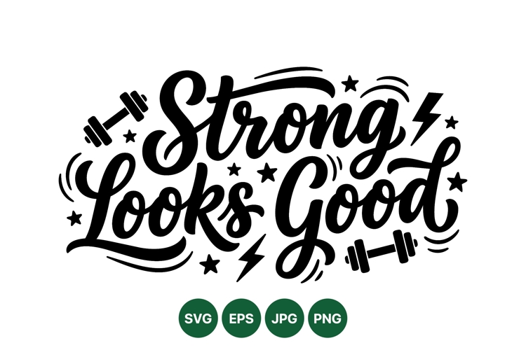 Strong Motivational Typography Fitness Clipart