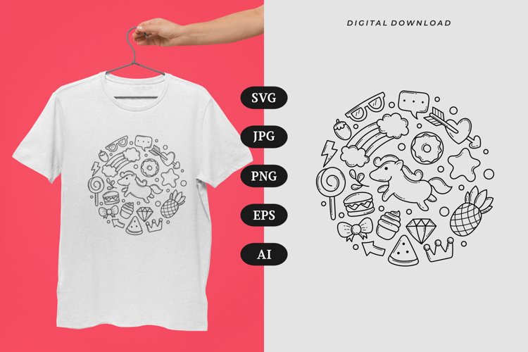 Unicorn Doodle T-shirt | SVG
