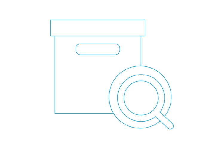 outlined box with search icon. Vector Line Icons example image 1
