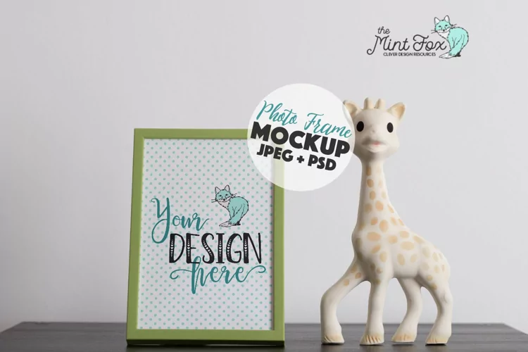 Children Photo Frame Mockup with Giraffe