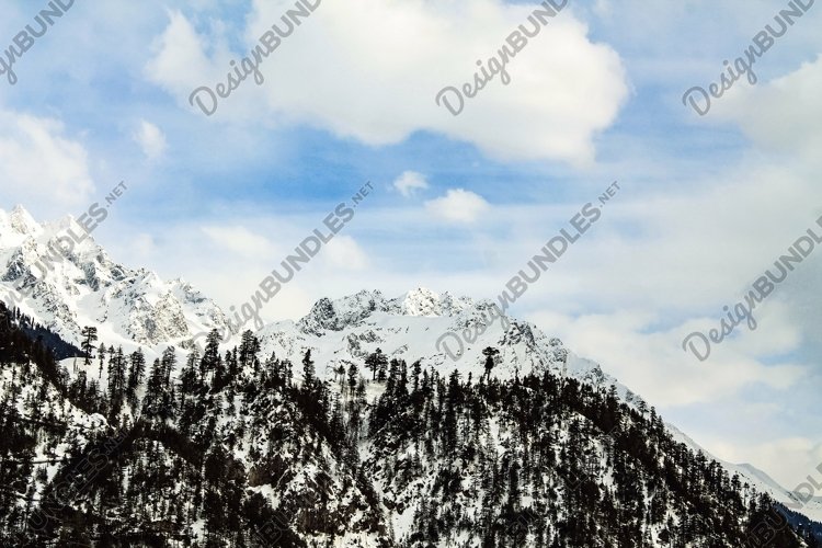 View of the rocky mountain with snow in Malam Jaba Swat example image 1