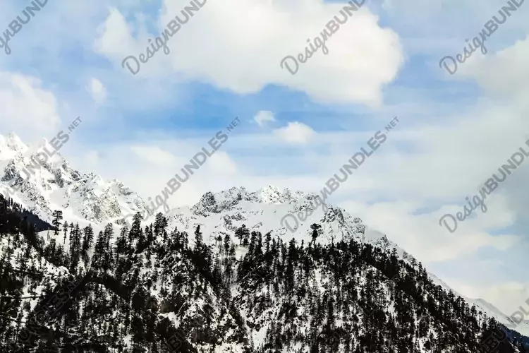 View of the rocky mountain with snow in Malam Jaba Swat