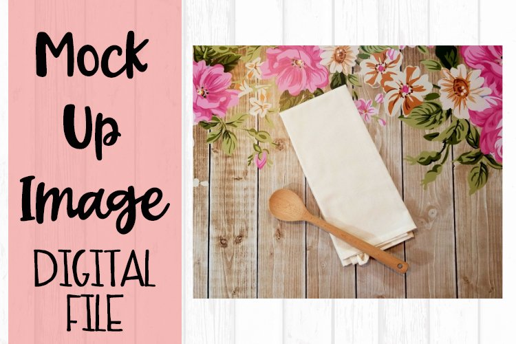 Kitchen Towel on Pink Flowers Mock Up example image 1