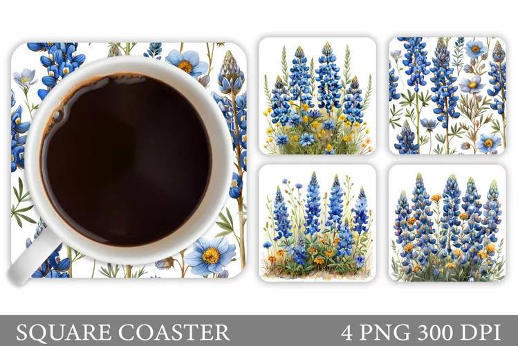 Flowers Coaster Design. Flowers Square Coaster Sublimation