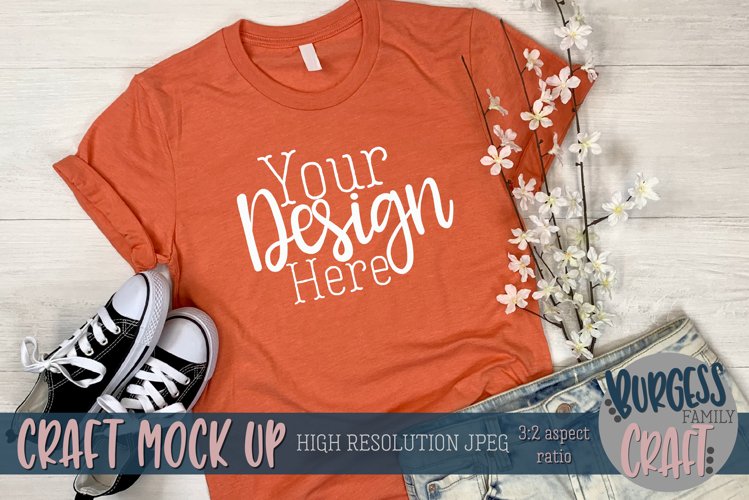 Spring orange shirt 3001 Craft mock up | High Res JPEG example image 1