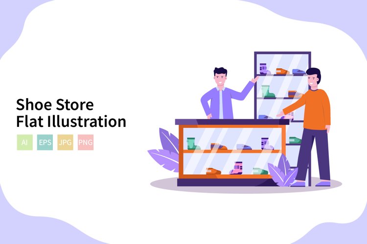 Shoe Store Vector Illustration In Flat Modern Style example image 1