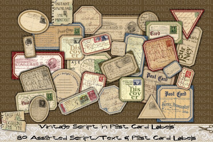 Printable labels | Script | Text | Post Cards | Labels