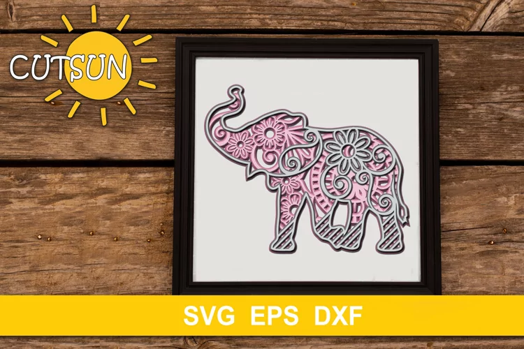 3D Layered Elephant Mandala SVG 5 layers
