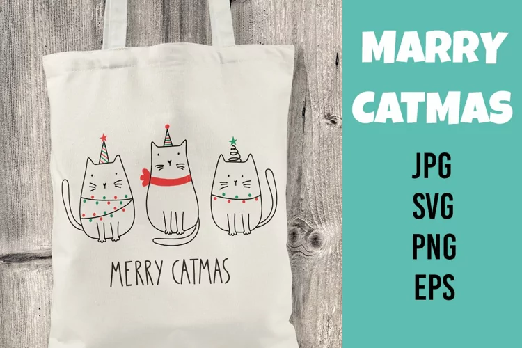 Funny cartoon Merry Christmas cats. SVG/PNG/EPS/JPG