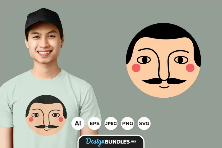 Ellipse Male Face Illustrations for T-Shirt Design