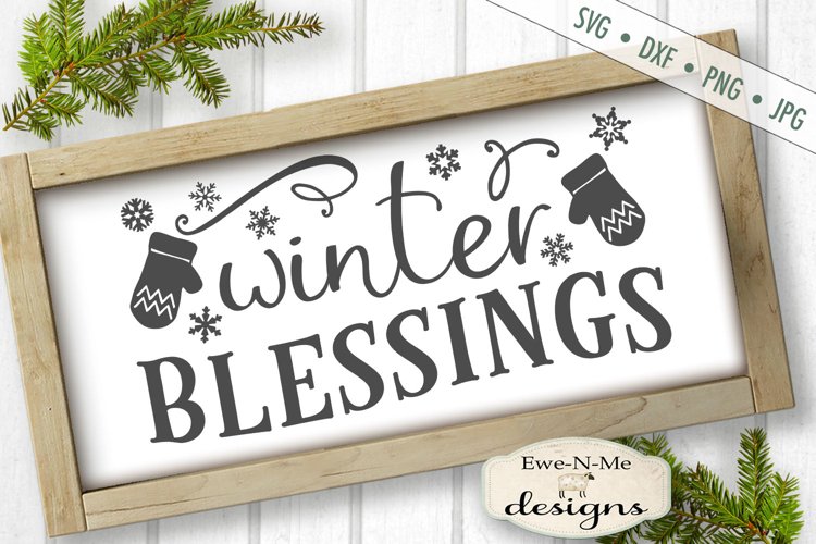 Winter Blessings - Mittens - SVG DXF Files example image 1