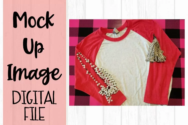 Red Raglan on Pink Buffalo Plaid v2 Mock Up