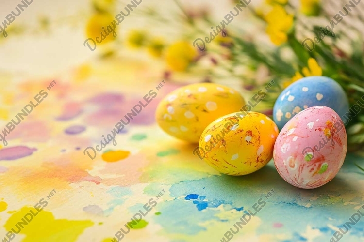 Easter eggs watercolour background