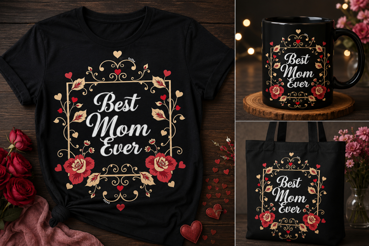 Best Mom Ever PNG | Floral Heart Mother’s Day Design