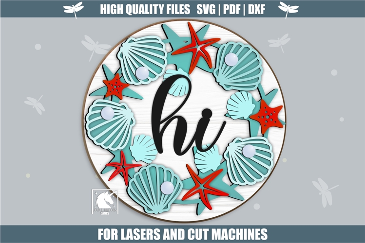 Ocean Theme Door Wreath SVG | Beach House Welcome Sign SVG