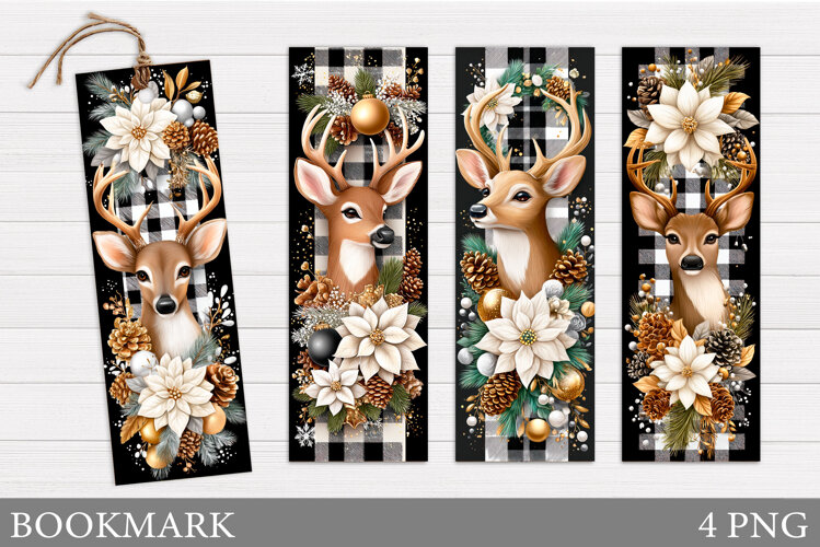 Reindeer Bookmark Design. Christmas Bookmark Printable example image 1