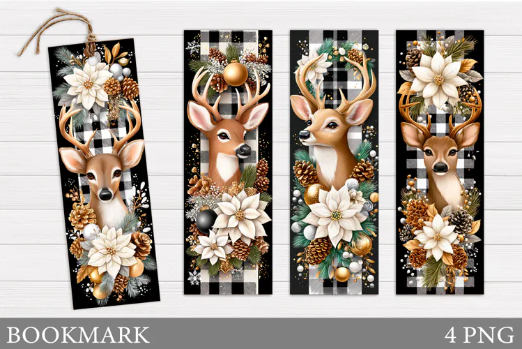Reindeer Bookmark Design. Christmas Bookmark Printable