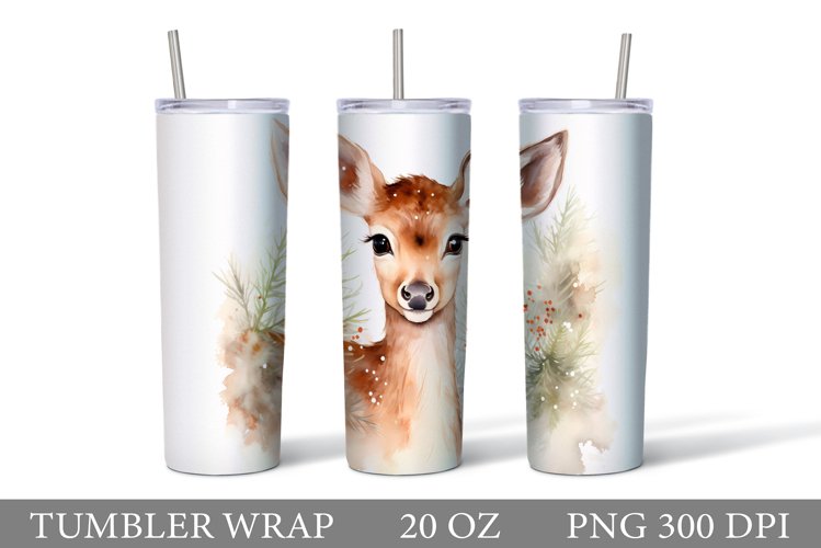 Deer Tumbler Design. Deer Watercolor Tumbler Sublimation