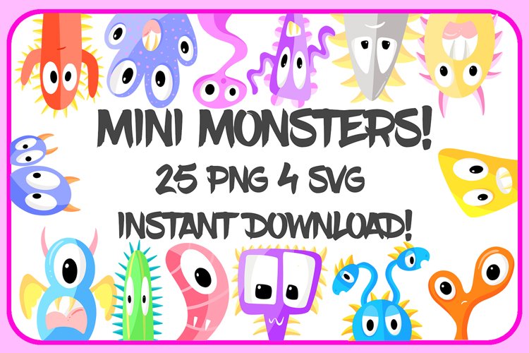 25 PNG 4 SVG Files Of Imaginary Cartoon Monster Aliens! example image 1