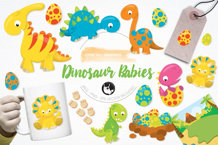Dinosaur Babies graphics and illustrations - Free Design of The Week example image 1