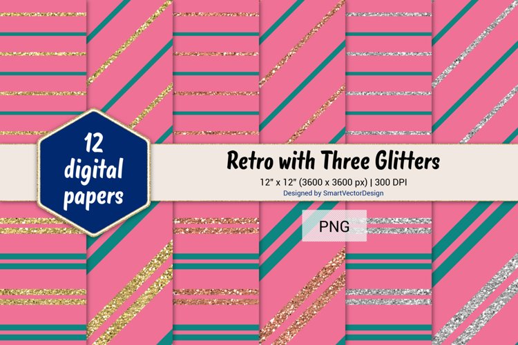Pinstripes Retro with Three Glitters Color Combo #84 example image 1