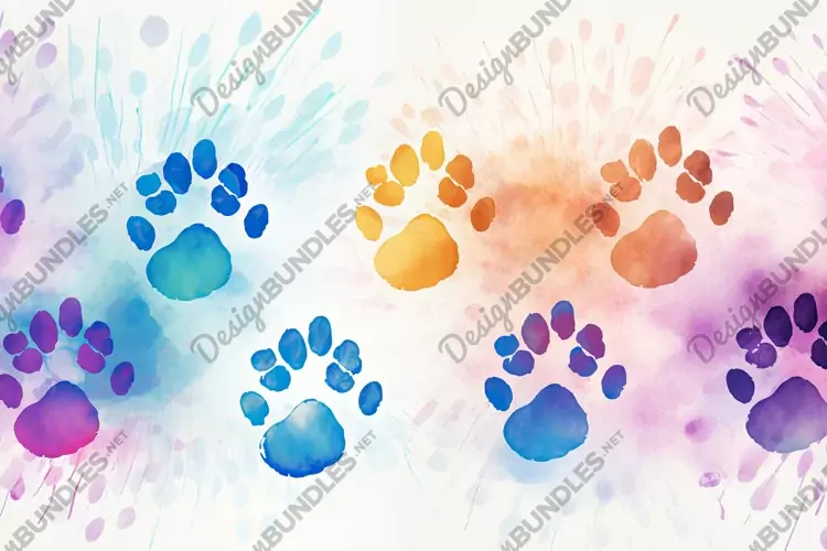 Watercolor Paws Background