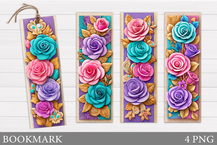 Roses Bookmark Design. Flowers Bookmark Sublimation