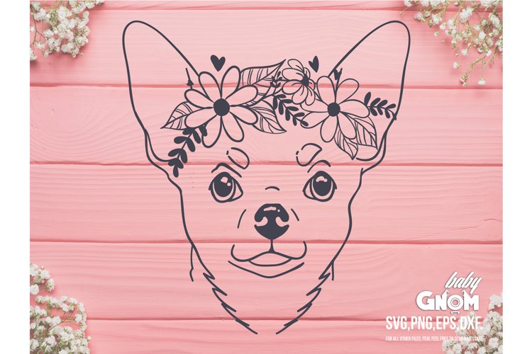 Chihuahua Flower Crown SVG, Chihuahua svg... example image 1