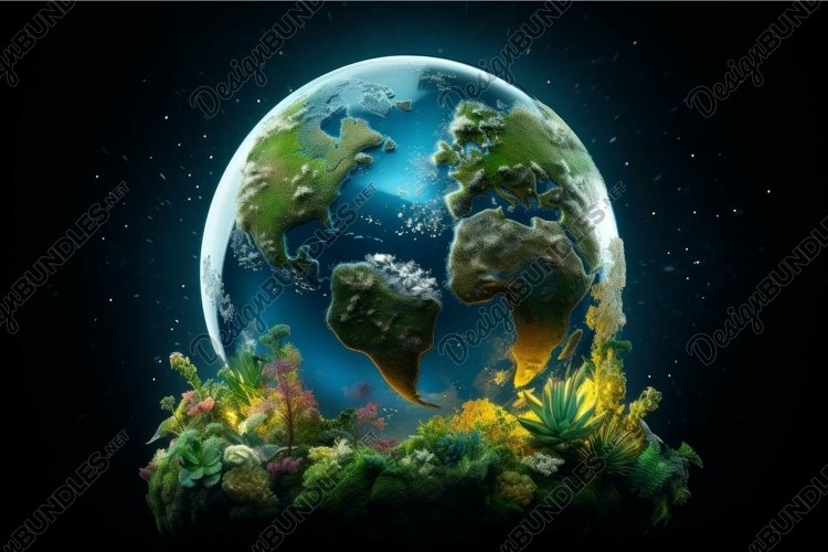 Enchanting biodiverse earth with flora and fauna example image 1