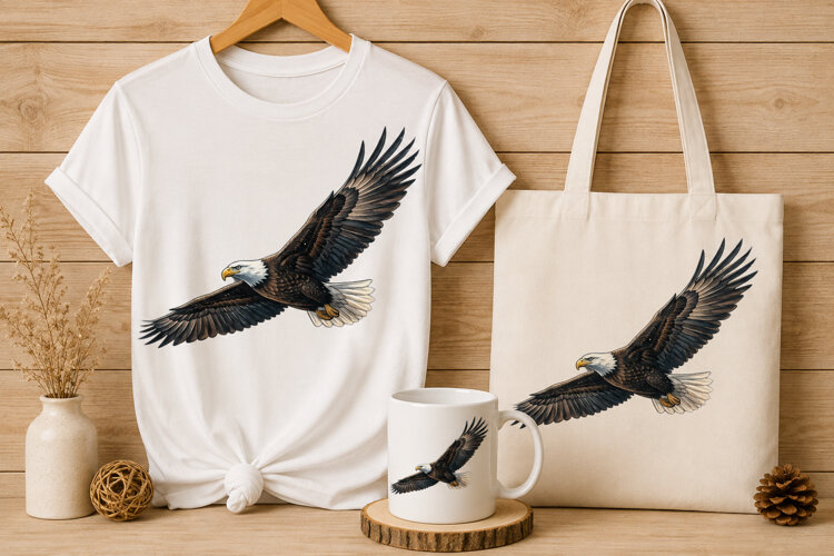Majestic Bald Eagle Soaring Flight Digital Art Print example image 1