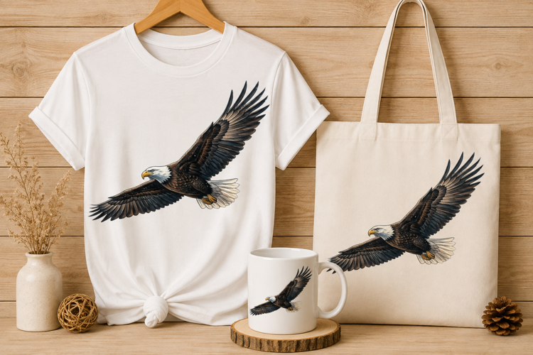 Majestic Bald Eagle Soaring Flight Digital Art Print