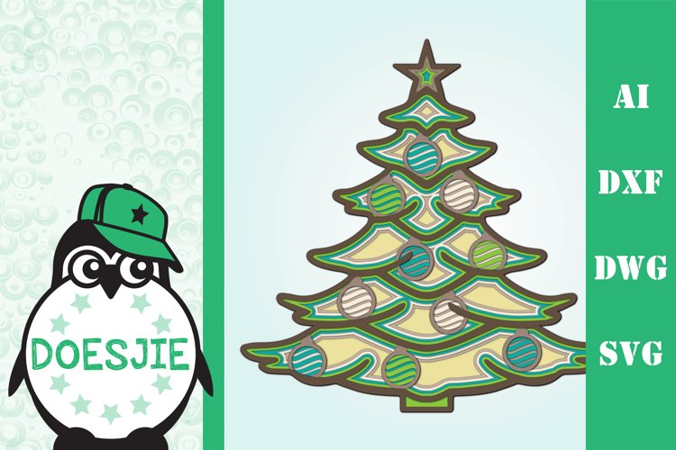 3D layered Christmas tree multi layer mandala example image 1