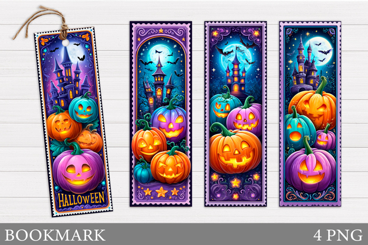 Scary Pumpkin Bookmark Design. Halloween Pumpkin Bookmark