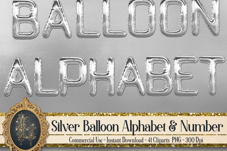 41 Silver Balloon Alphabet Number Symbol PNG Clip arts example image 1