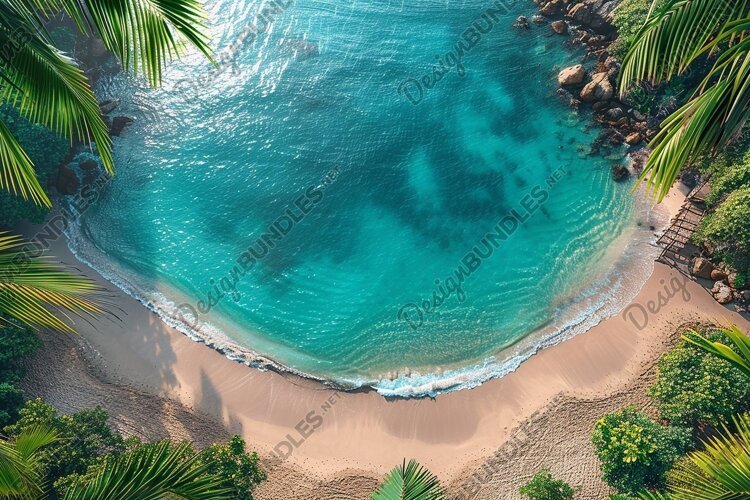 Aerial view turquoise ocean. Summer background. High photo example image 1