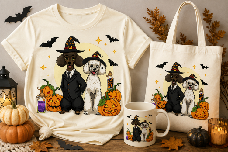 Halloween Witch Dogs PNG | Poodle, Pumpkins & Magic Potion