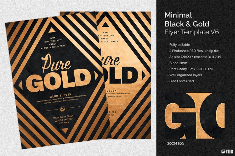 Minimal Black and Gold Flyer Template V6 example image 1