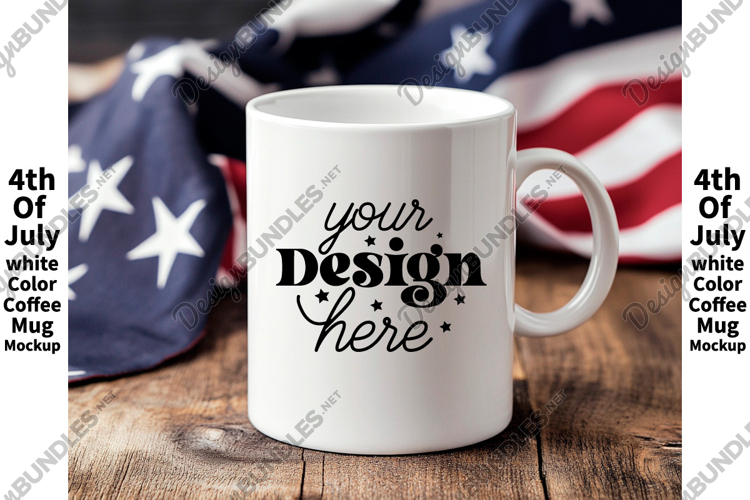 4th of July white 11oz blank coffee mug mockup