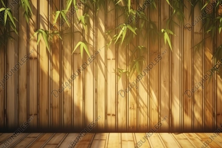 Wooden Background With Leaves And Sunshine example image 1
