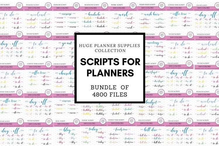 BUNDLE of bullet journal scripts for planner, 100 colors example image 1