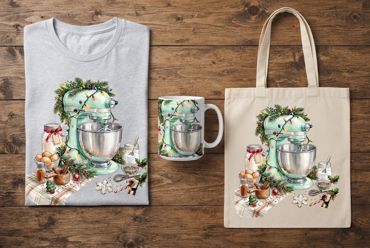 Vintage Pastel Christmas Stand Mixer Art 39 characters