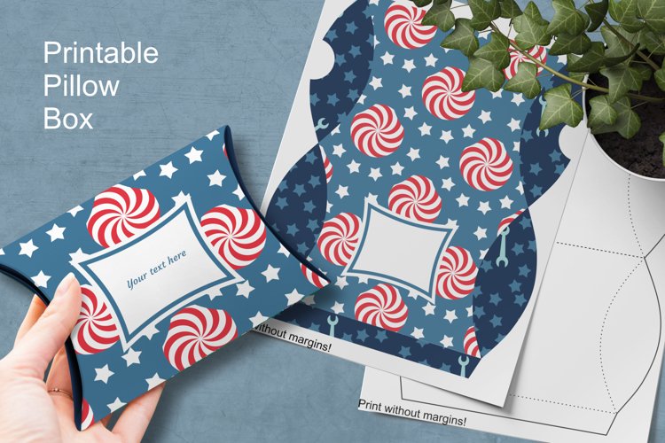 Printable Blue Pillow Box for Small Labor's Day Favors example image 1