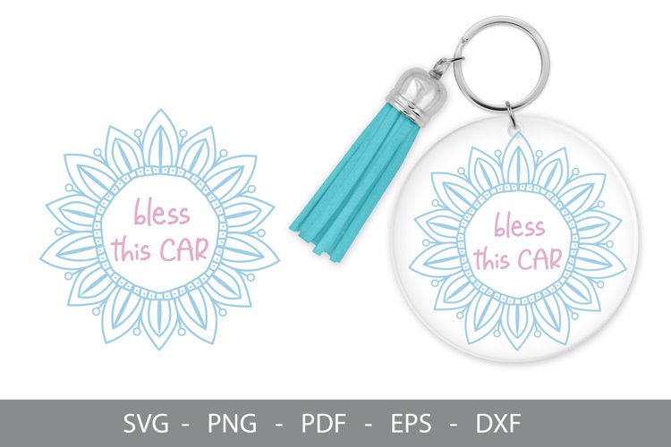 Bless This Car Keychain SVG Design example image 1