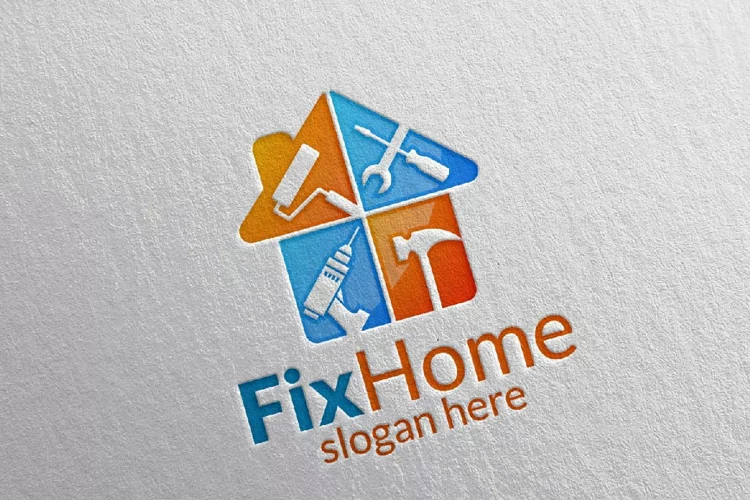 Real estate Logo, Fix Home Vector Logo Design suitable for architecture, handyman,bricolage,Diy,and for another application company