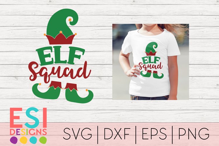 Christmas SVG|Elf Squad Phrase Design|SVG DXF EPS PNG example image 1