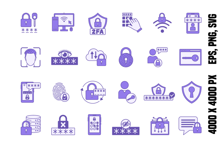 Colored Password Icon Set