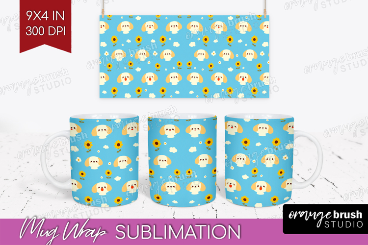 Dachshund Dog Mug Wrap Cute Chibi Puppy Mug PNG Sublimation